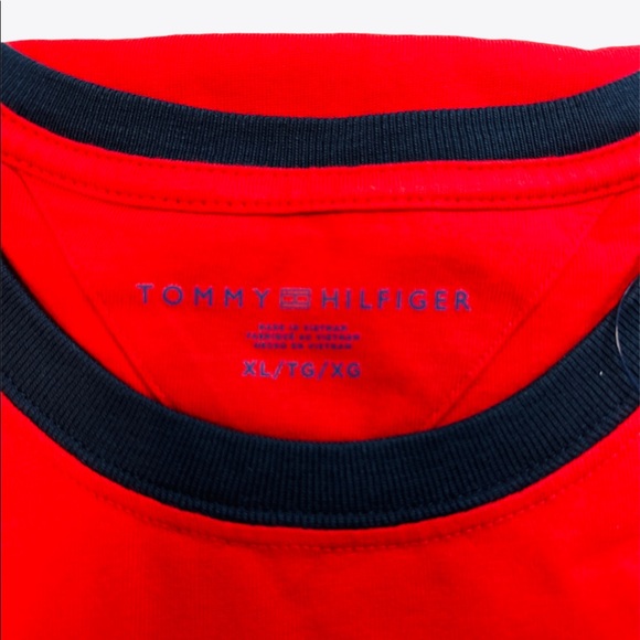 Tommy Hilfiger Mens T-Shirt Red Crewneck Logo Graphic Short Sleeve - Picture 8 of 12